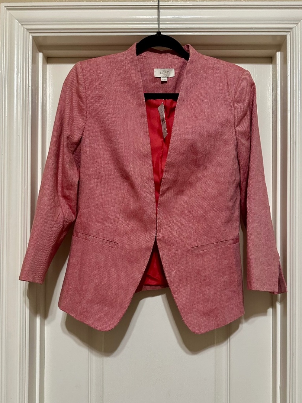Loft Linen Blend Blazer Coral